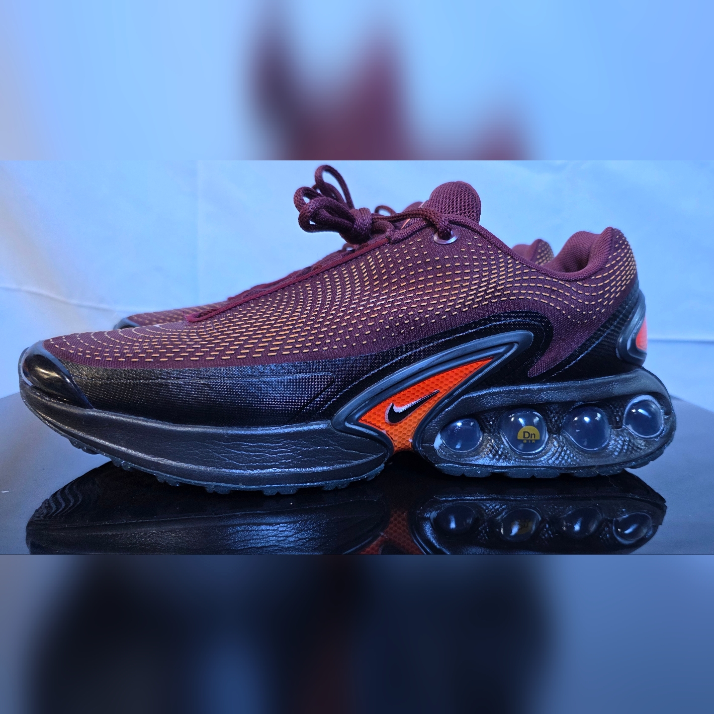 Nike Air Max Dn Burgundy And Orange Sneakers